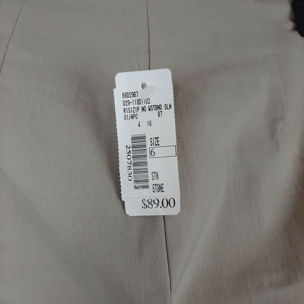 NEW Bellissima Fashions Women Straight Pants High Waist Side Zip Beige Size 6 - Picture 5 of 12